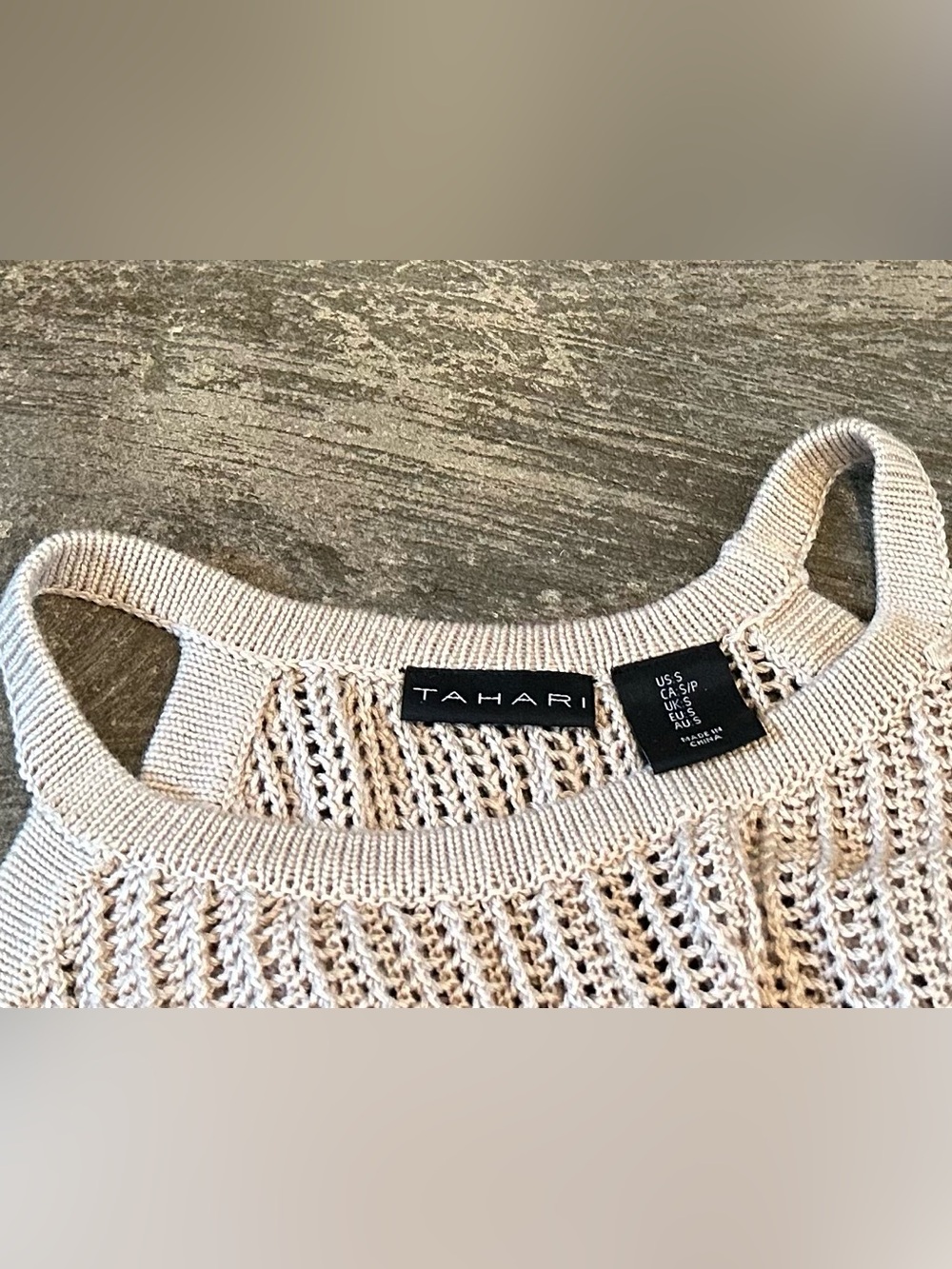 Tahari Cream Open-Weave tank coverup